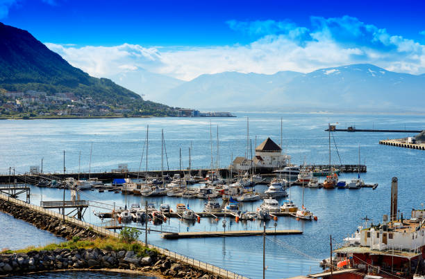 istock Northern Tromso city port background 648849284