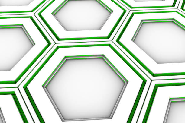 istock White hexagons with green glowing sides 648856380