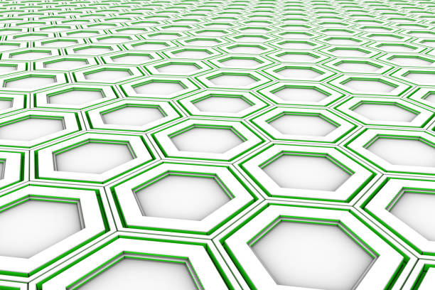 istock White hexagons with green glowing sides 648867598