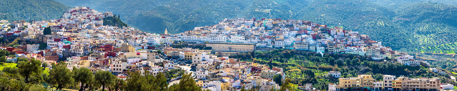Panorama of Moulay Idriss Zerhoun, a town in northern Morocco
