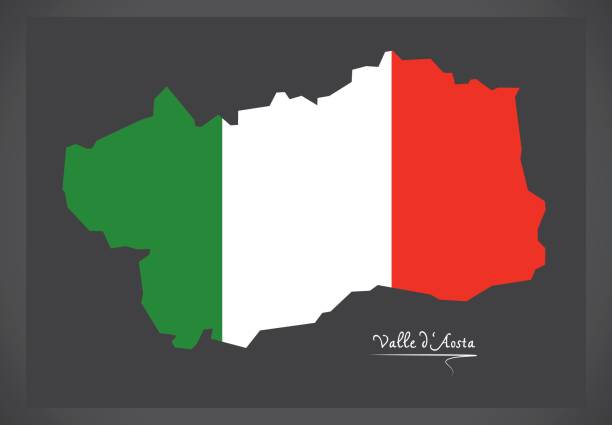 istock Valle d'Aosta map with Italian national flag illustration 648875136