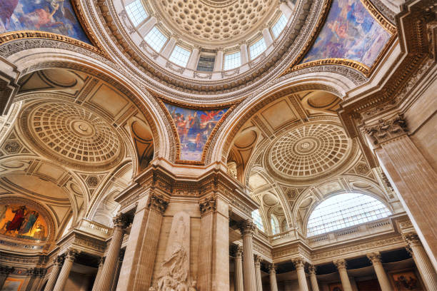 im inneren des französischen mausoleums für große menschen von frankreich - das pantheon in paris. - pantheon paris paris france france europe stock-fotos und bilder