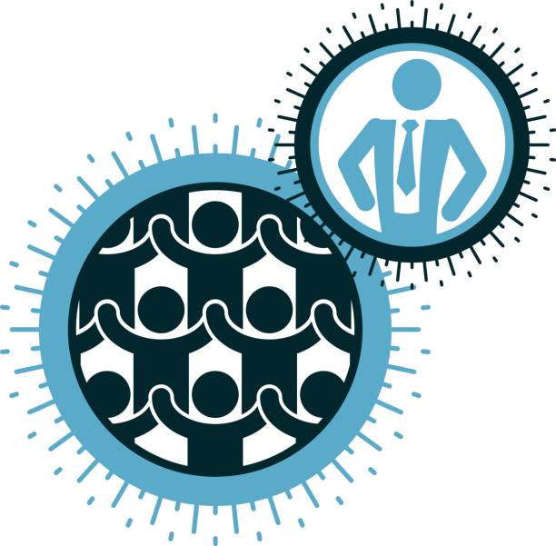 конц�ептуальный логотип «человечество и человек», уникальный векторный символ, созданный с различными иконками. знак системы и социальной � - mankind stock illustrations