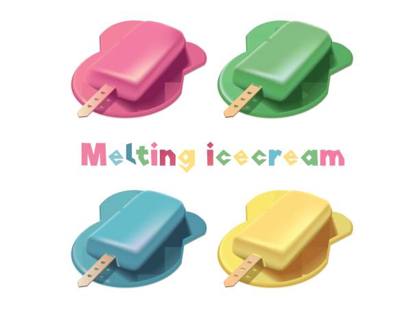 istock Set of colorful melting icecream with 3d effect 648899840