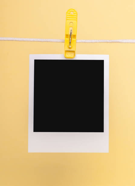 three blank photo cards isolated on blue background