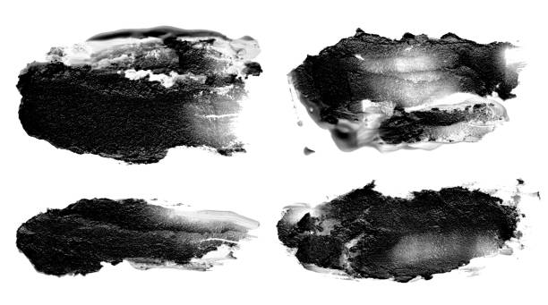 collection of abstract acrylic brush strokes blots - paint strokes fotos imagens e fotografias de stock