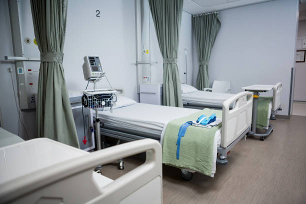 An Empty Emergency Ward with Medical Stretchers. Concept Awaiting patients.