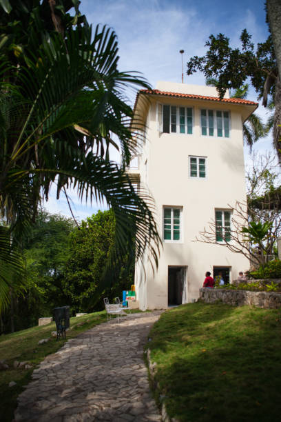 House Finca Vigia where Ernest Hemingway lived Havana, Cuba - February 2,2017: House Finca Vigia where Ernest Hemingway lived from 1939 to 1960.From the back veranda and the adjacent tower one has an excellent view of downtown Havana. hemingway house stock pictures, royalty-free photos & images