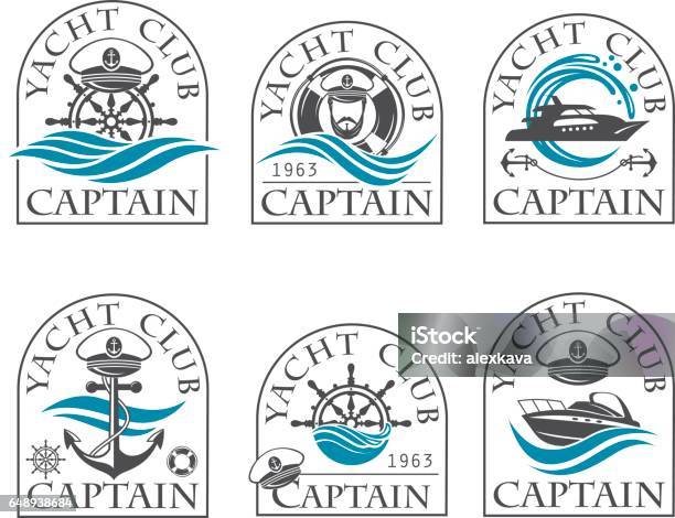 Nautical Emblems Collection Stock Illustration - Download Image Now - Logo, Boat Captain, Nautical Vessel