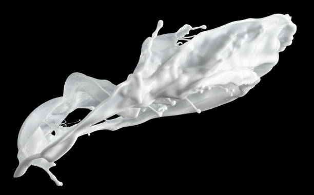 istock Milk splash isolated on black. With clipping path. 648949860
