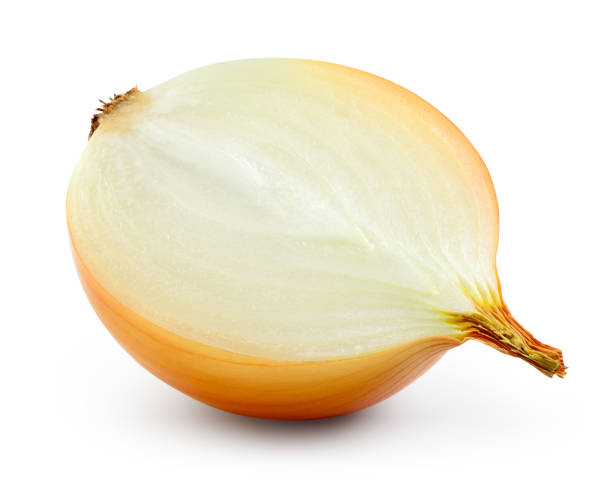 Onion bulb.Half isolated on white. With clipping path.
