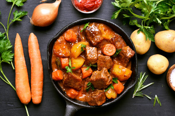 istock Stewed beef with potatoes and carrots 648960326