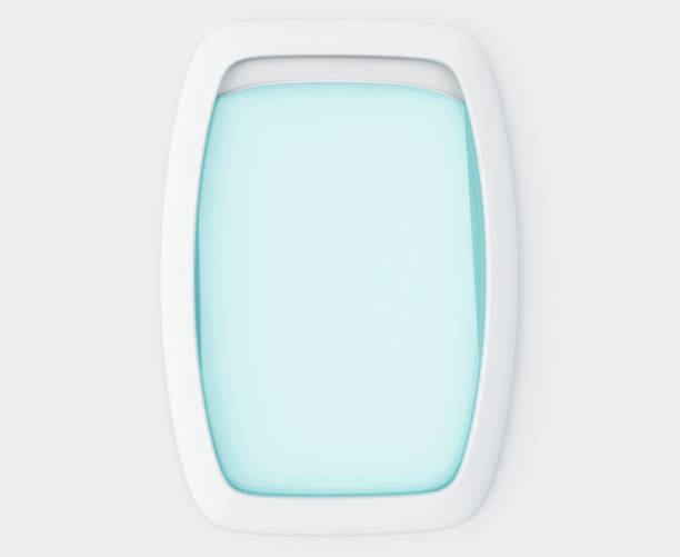 istock 3d Blank window of airplane 648966896