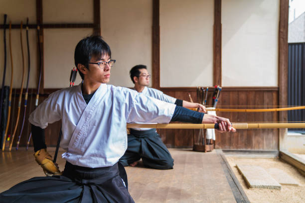 istock Two Japanese archers line up their targets 648967556