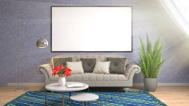 istock mock up poster frame in interior background. 3D Illustration 648971240