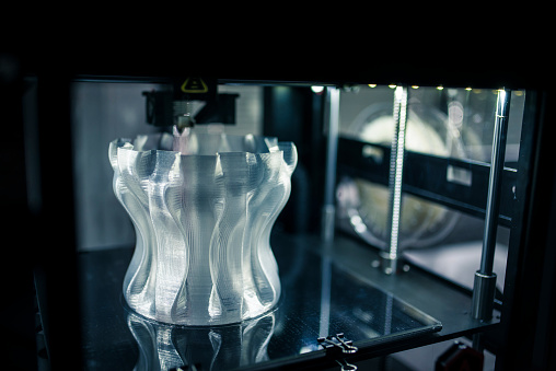 An object being printed in a 3D printer