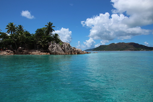 People enjoy visiting St. Pierre Island for Snorkling. The small island is situated close to Praslin Island, Seychelles. The Indian Ocean has clear water and the island has a beautiful scenery with large red granite rocks.