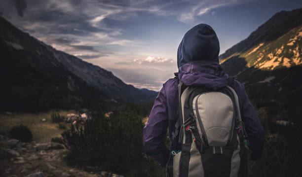 istock Traveler watching the sunset over the mountains 648986476