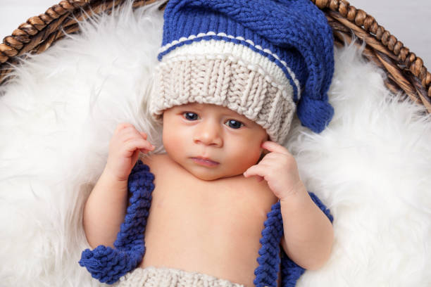 istock Beautiful newborn inside a basket 648997442