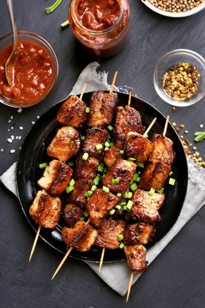 istock Grilled pork skewers 648997468