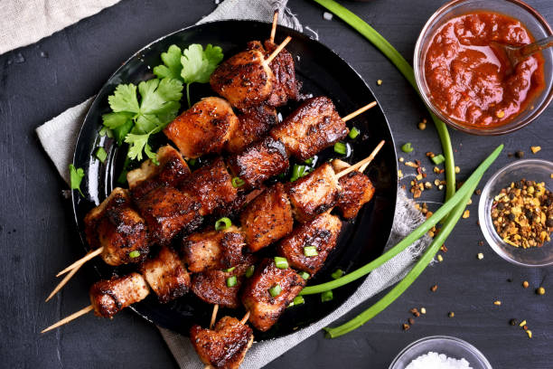 istock Grilled pork skewers 648997522