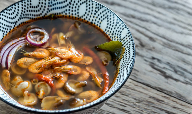 istock Bowl of thai tom yum soup 649004202