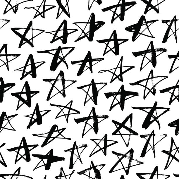 bezszwowe wzór z linii rysowanych ręcznie, gwiazdy. - star pattern stock illustrations