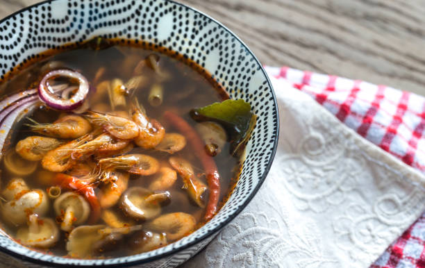 istock Bowl of thai tom yum soup 649007232