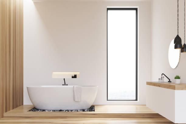 istock White and wooden walls bathroom 649007330