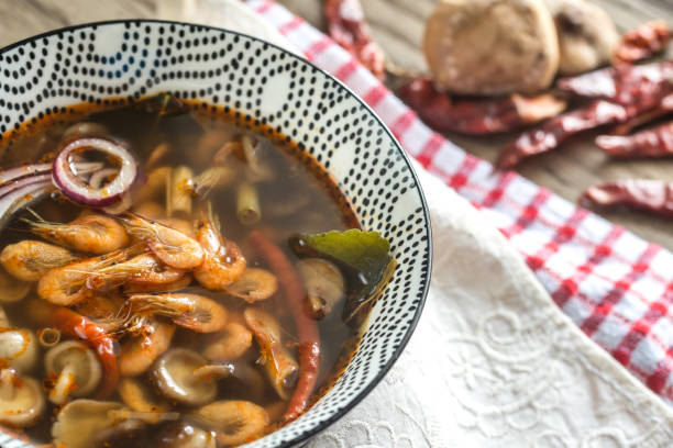 istock Bowl of thai tom yum soup 649008056