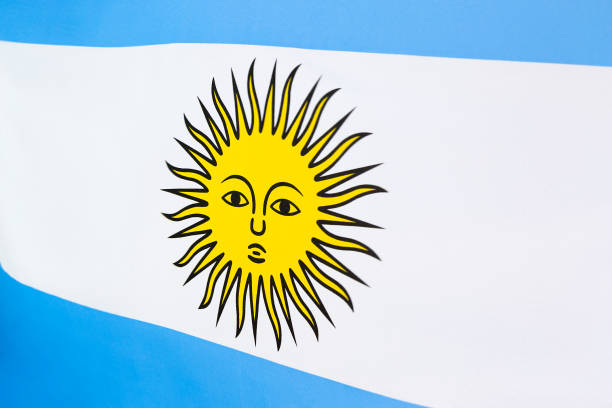 istock Closeup of textile Argentina flag 649008484