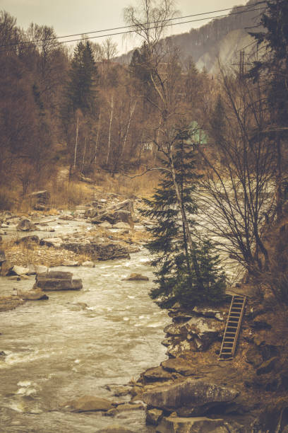 istock Mountain landscape in spring. Melting snow 649015742