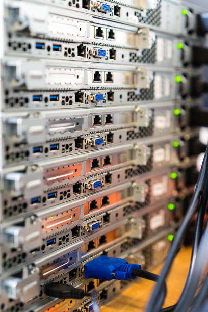 istock Pile of servers with shallow depth of field 649026596