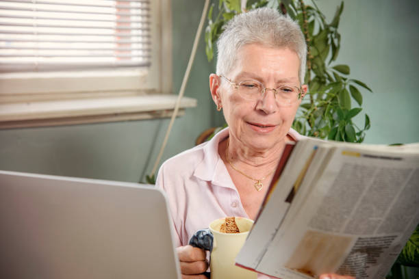 Senior woman having morning coffee