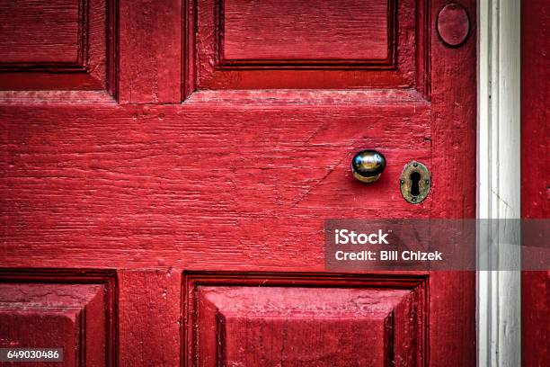 Red Door Stock Photo - Download Image Now - Construction Frame, Domestic Life, Door