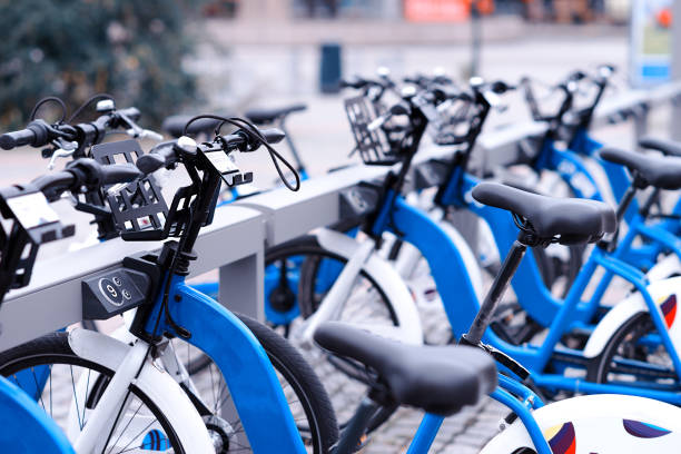 Norway bicycle public yard background stock photo