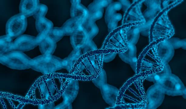 istock 3D rendered illustration of DNA glowing molecule. 649043966