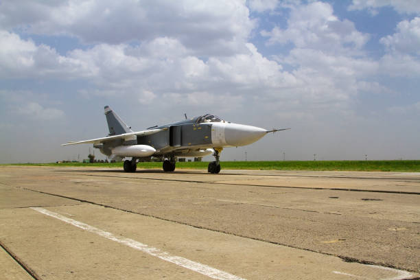istock Military jet fighter ready to fly 649046242