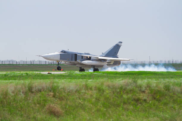 istock Military fighter landed 649046982
