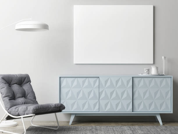 istock Mock up poster in living room 649051002