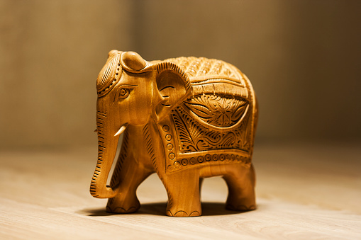 Wooden elephant sculpture indian style