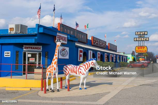 Zebra Statues At South Of The Border Tourist Attraction Stock Photo - Download Image Now