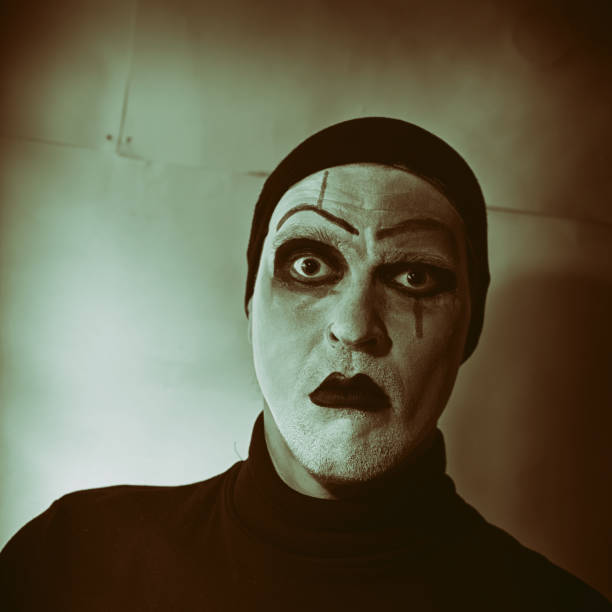 istock Dark portrait of actor with mime makeup 649074480