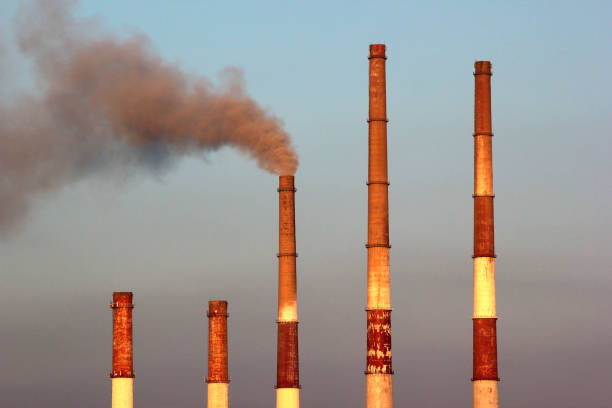 istock Chimneys of old thermal power plant 649078640