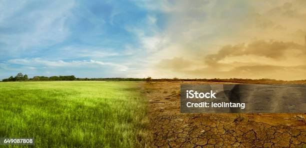 Photo libre de droit de Paysage Du Champ De La Prairie Avec Lévolution Du Climat banque d'images et plus d'images libres de droit de Changement climatique