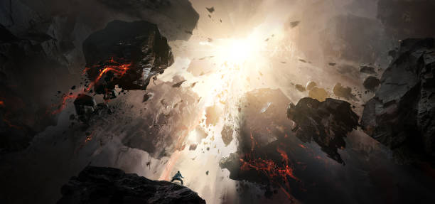 World collapse, doomsday scene, digital painting.