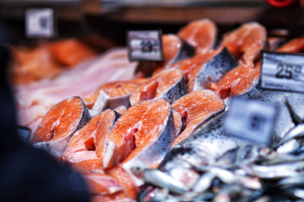 istock Seafood on ice at the fish market 649097740