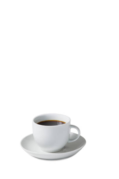 istock Black tea with saucer on white background 649101754
