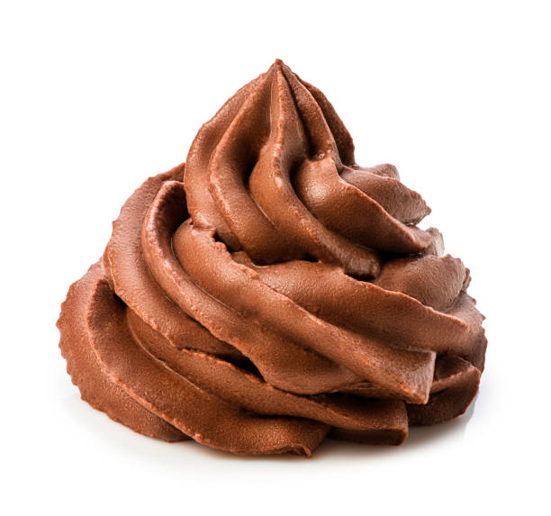 istock Chocolate frozen yogurt on white background with clipping path. Whipped cream. Mascarpone. Macro. 649111826