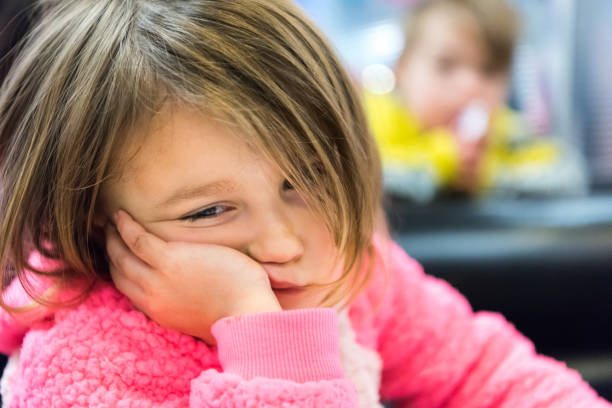 Little girl crying stock photo